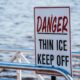 Danger thin ice keep off signage