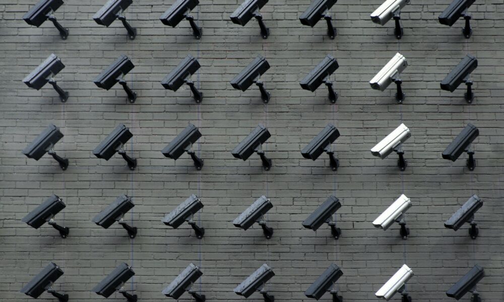 assorted-color security cameras