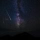 falling stars and milky way galaxy at night