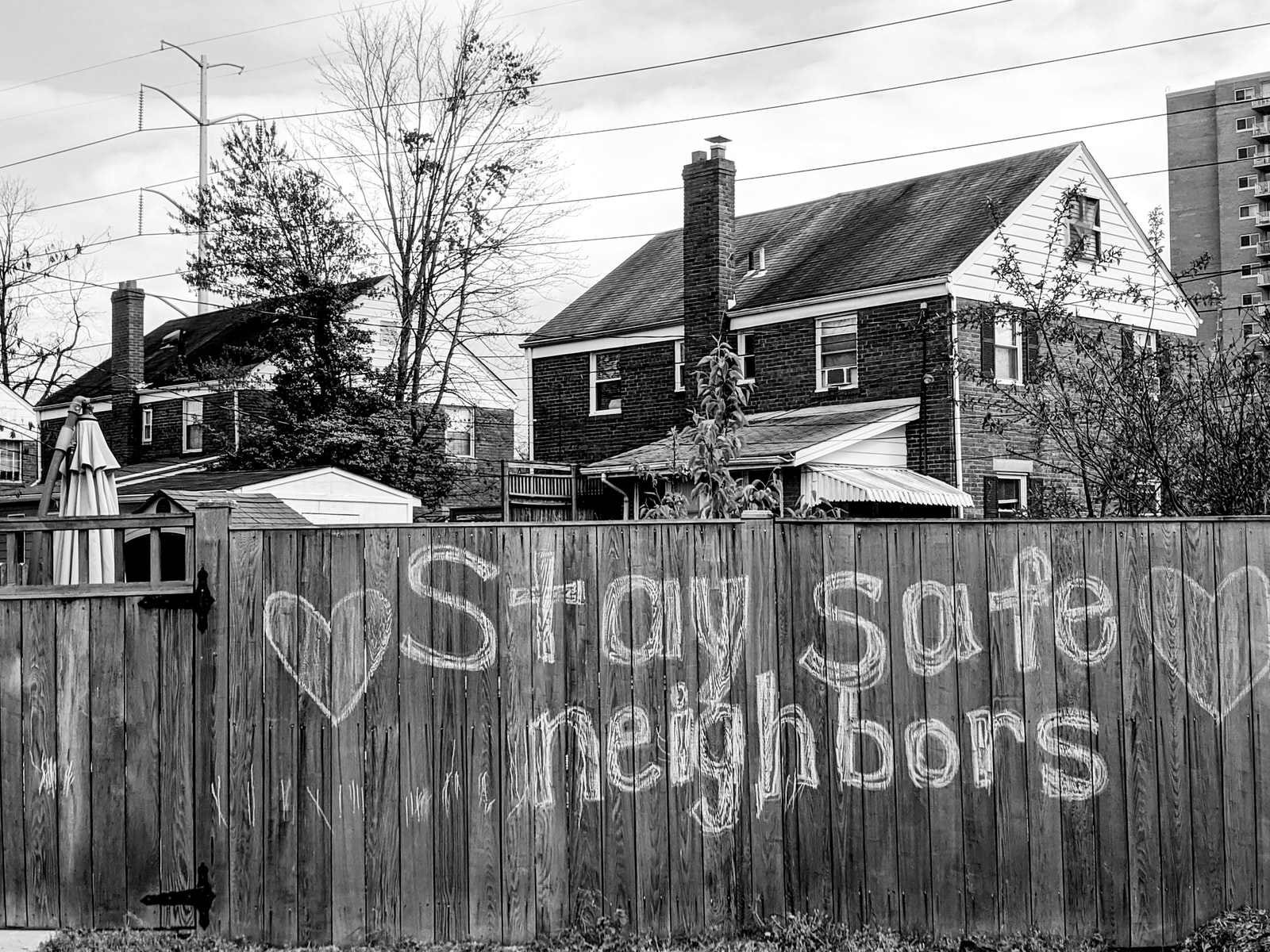 grayscale photo of wooden fence