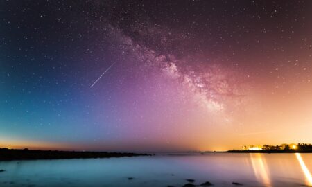 milky way above body of water