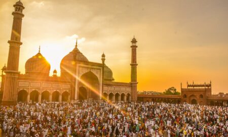 Photo Of People In Front Of Mosque During Golden Hour