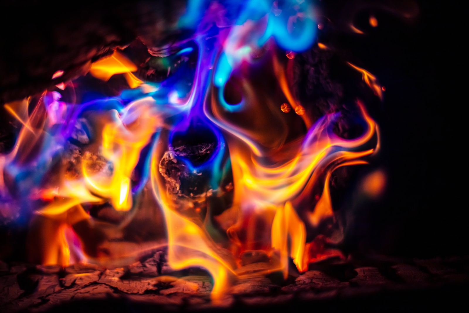 macro photography of bonfire