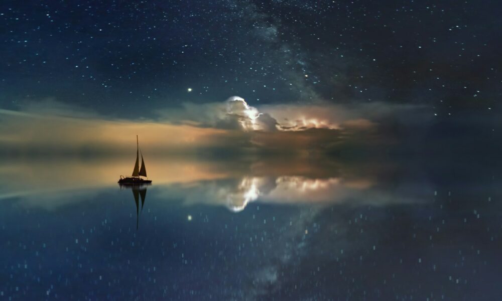 black sailing boat digital wallpaper